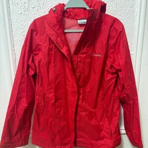 Columbia Red Rain Jacket with Hood